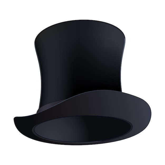 Zwarte hoge hoed geïsoleerd op een witte achtergrond