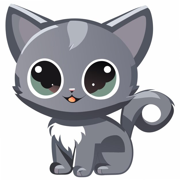 Vector zwarte kat schattige cartoon personage