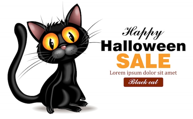 Zwarte kattenhalloween-kaart