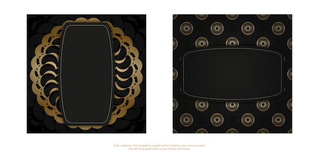 Zwarte kleur flyer met gouden indiase ornament