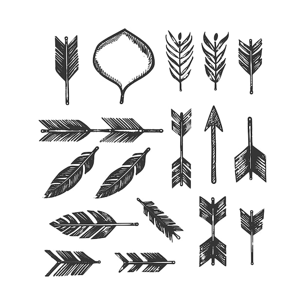 Zwarte kleur pijl patroon vector kunst illustratie set