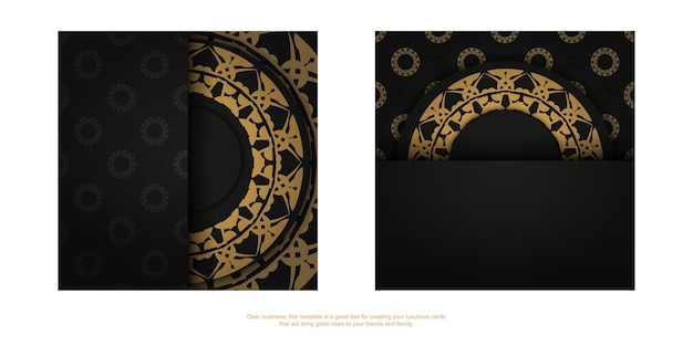 Zwarte kleurenbrochure met bruin indiaas ornament