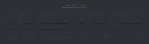 Zwarte knop Neumorphism design elementen vector set Ronde en vierkante knoppen voor App UI Webdesign