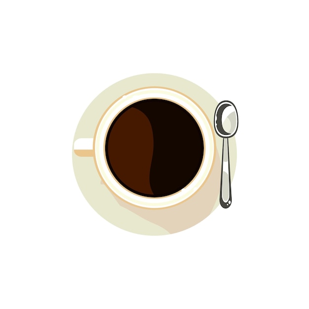 Zwarte koffie in een kopje. Kleurrijke vectorillustratie