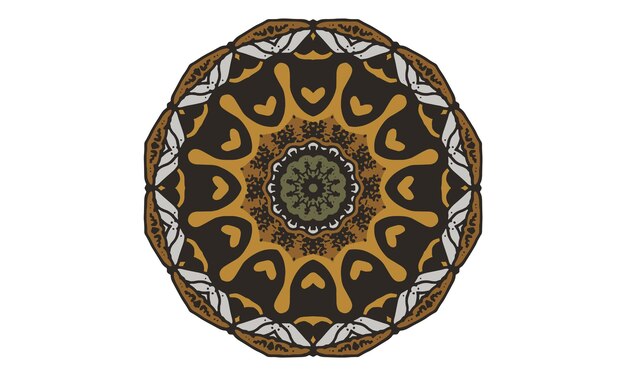 Zwarte koffie kleur mandala ontwerp vector achtergrond vintage abstract bloemenpatroon