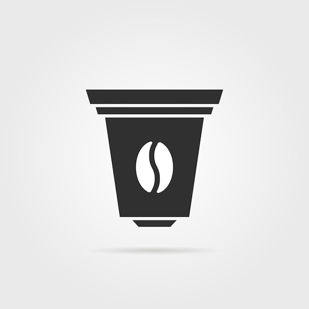 Zwarte koffiecapsule icoon met schaduw