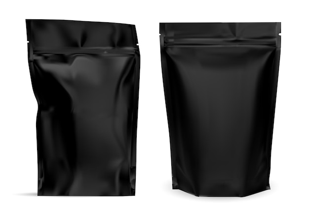 Zwarte koffiezak. zip-eiwitpakket mockup-ontwerp