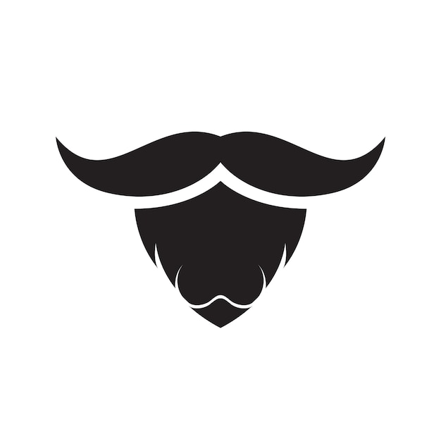 Zwarte lange snor met lange baard logo ontwerp vector grafische symbool pictogram teken illustratie