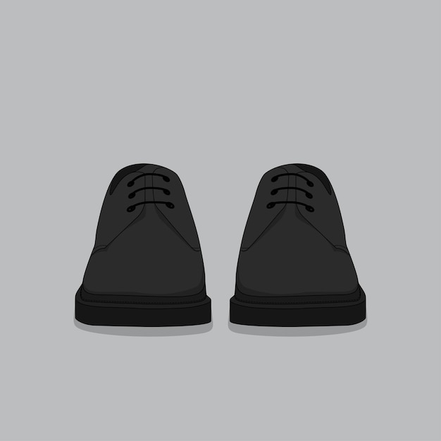 Zwarte leren schoenen in cartoonontwerp voor advertentiesjabloonontwerp