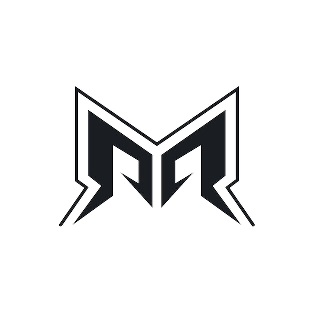 zwarte letter M of abstracte letter RR logo vector concept ontwerp sjabloon
