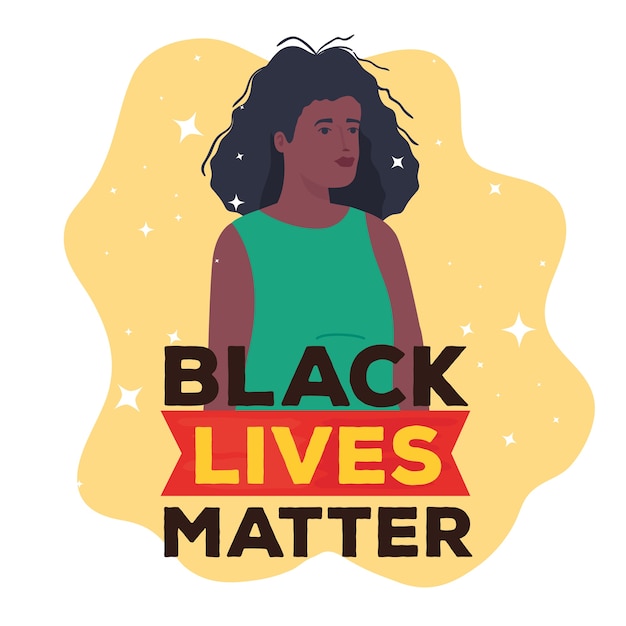 Zwarte levens zijn belangrijk, Afrikaanse vrouw, stop racisme-concept.