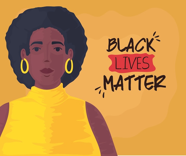 Zwarte levens zijn belangrijk, leuke Afrikaanse vrouw, stop racisme-concept.