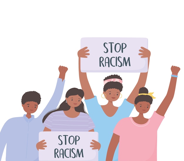 Zwarte levens zijn belangrijk voor protest, menigte mensen die protesteren, bewustmakingscampagne tegen rassendiscriminatie
