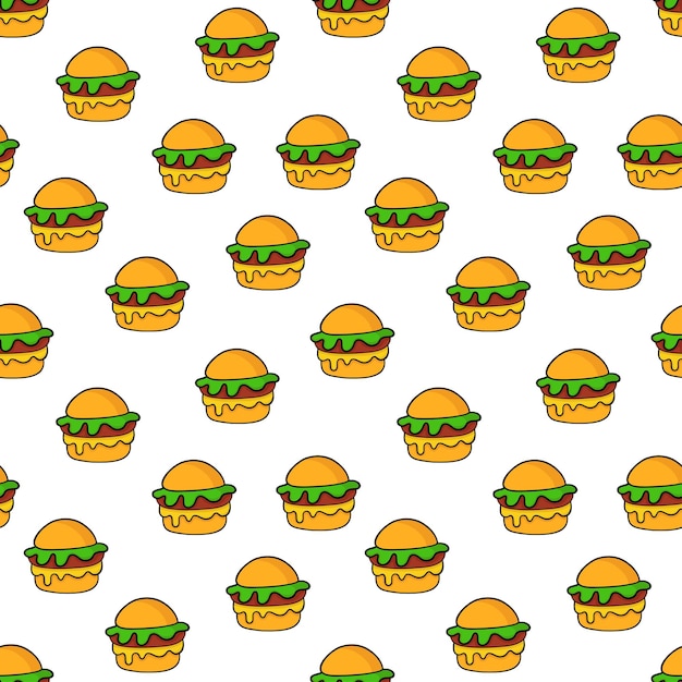 Zwarte lijn doodle hamburger naadloze patroon op wit