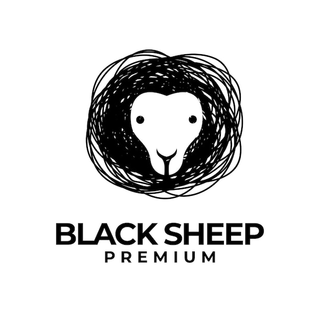Zwarte lijn Schapen logo pictogram ontwerp illustratie