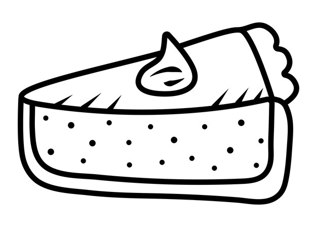 Zwarte lijn stuk van de Amerikaanse taart pie slice met zijkanten en room vector icoon geïsoleerd op wit