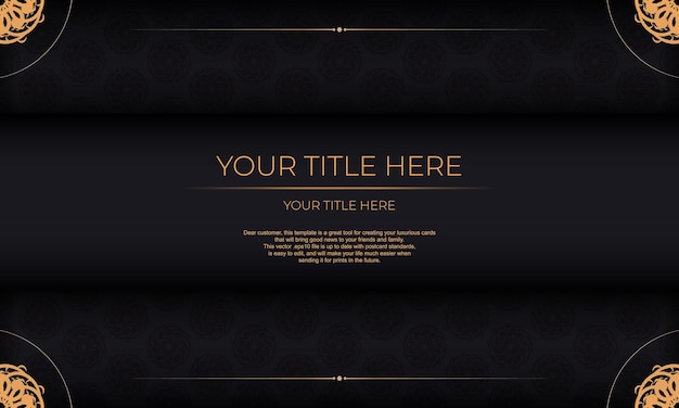 Zwarte luxe achtergrond met Indiase ornament Elegante en klassieke vectorelementen klaar om af te drukken en typografie