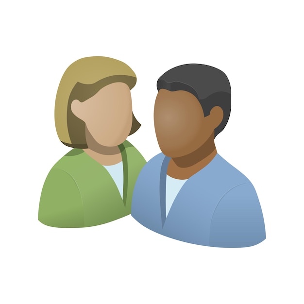 Zwarte man en blanke vrouw pictogram geïsoleerd op een witte achtergrond. Kleur icoon