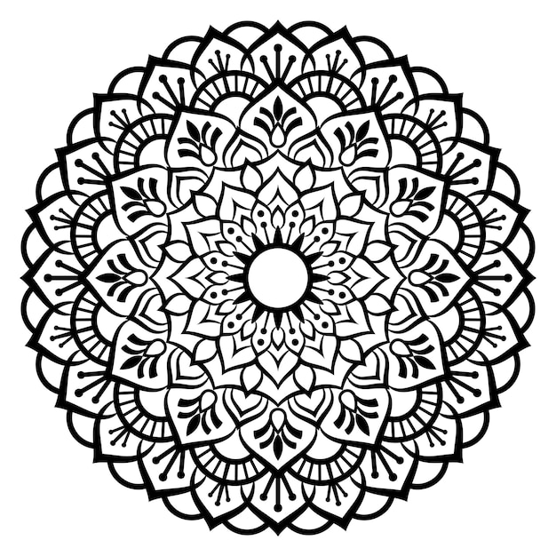 Zwarte Mandala-illustratie op krabbelstijl. Vector hand getrokken doodle mandala harten. Decoratieve kunst.