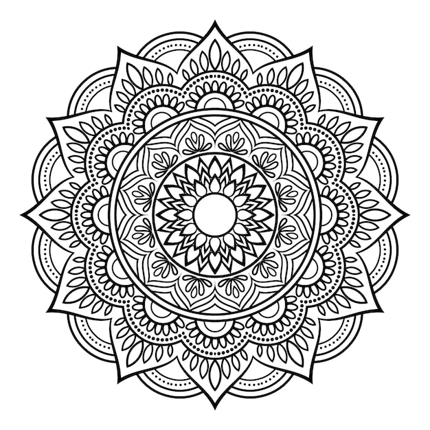 Zwarte Mandala-illustratie op krabbelstijl. Vector hand getrokken doodle mandala harten. Decoratieve kunst.