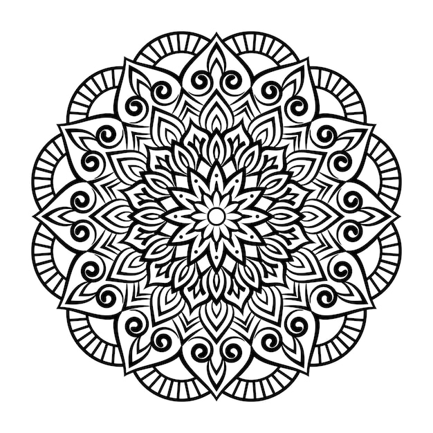 Zwarte mandala-illustratie op krabbelstijl. vector hand getrokken doodle mandala harten. decoratieve kunst.