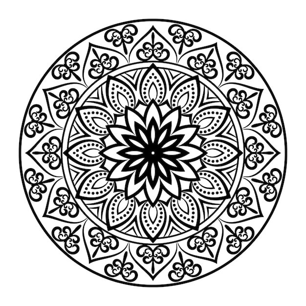 Zwarte Mandala-illustratie op krabbelstijl. Vector hand getrokken doodle mandala harten. Decoratieve kunst.