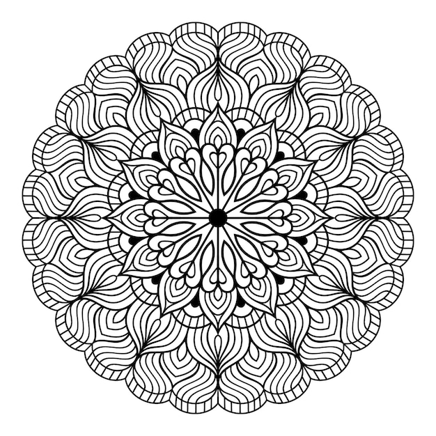 Vector zwarte mandala patroon hand getekende ontwerpsjabloon op witte achtergrond