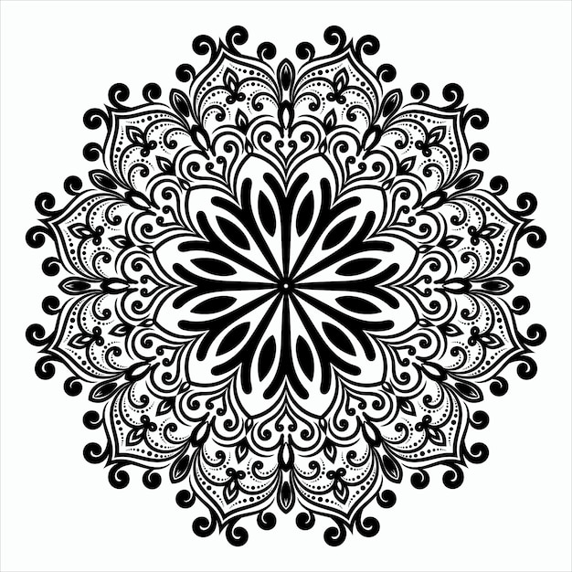 Zwarte mandalaillustratie op krabbelstijl. vector hand getrokken doodle mandala harten.