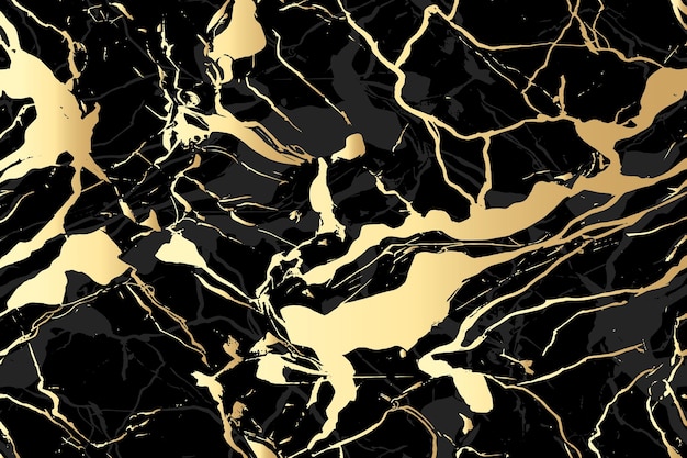 Vector zwarte marmer met gouden aderen zwarte gouden natuurlijke textuur van marmer abstract zwart wit goud