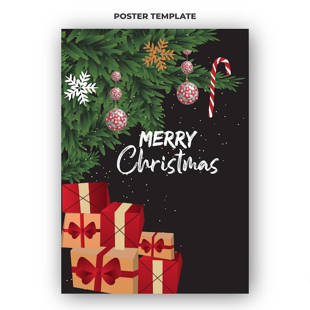 Vector zwarte merry christmas party poster ontwerpsjabloon