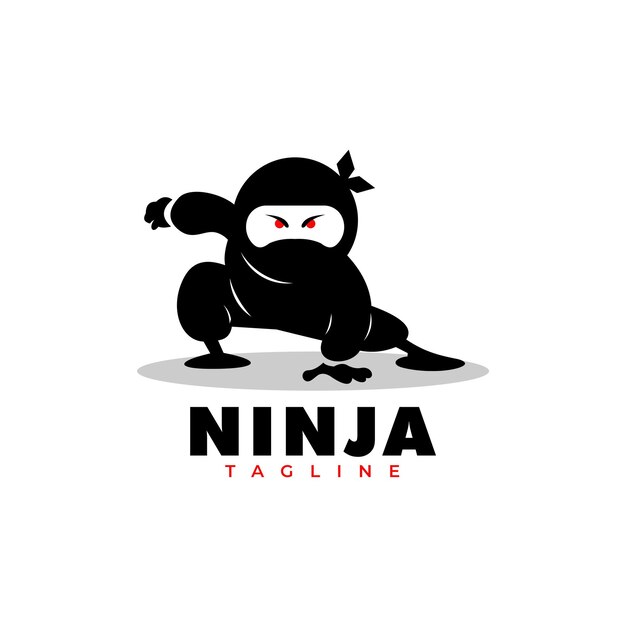 Zwarte Ninja Logo Ontwerp Illustratie