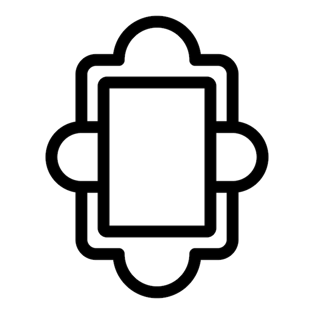 Zwarte omtrek badge met cirkels en bogen die een frame vormen