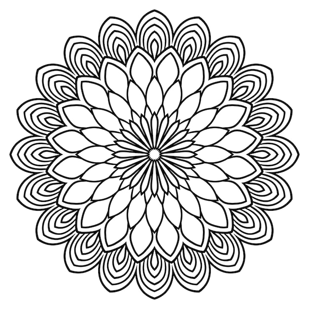 Zwarte omtrek bloem mandala. Doodle ronde decoratief element voor het kleuren van boek geïsoleerd op witte ba