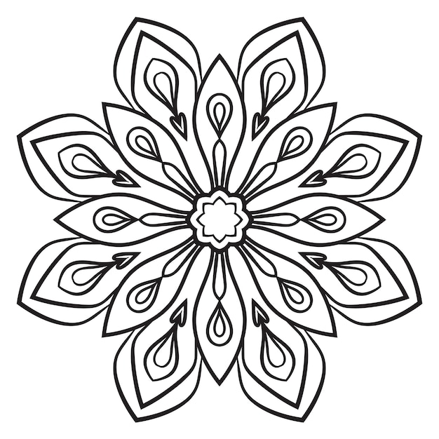 Zwarte omtrek bloem mandala Doodle ronde decoratief element voor kleurboek geïsoleerd