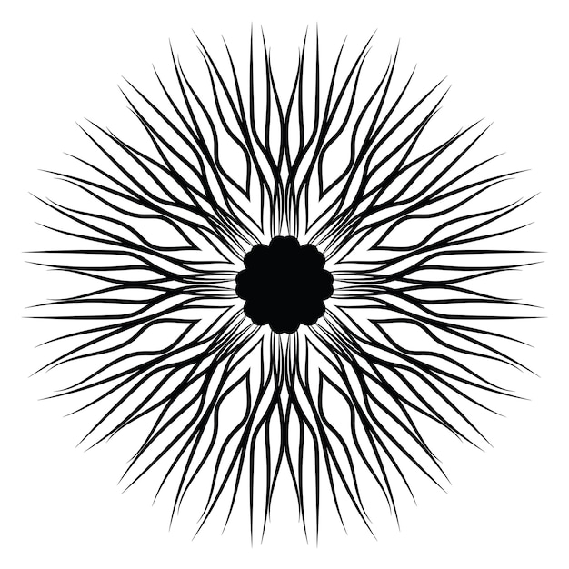 Vector zwarte omtrek bloem mandala doodle ronde decoratief element voor kleurboek geïsoleerd