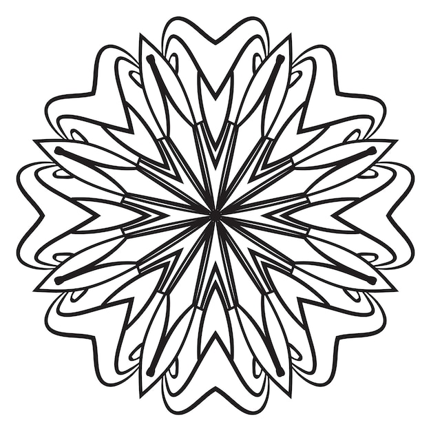 Zwarte omtrek bloem mandala Doodle ronde decoratief element voor kleurboek geïsoleerd