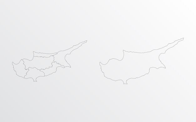 Zwarte omtrek vector kaart van cyprus met regio's