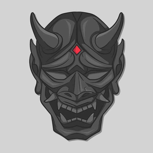 Vector zwarte oni-masker vectorillustratie