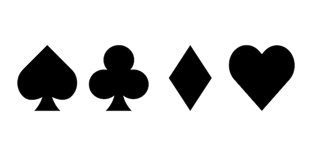 Zwarte pakken speelkaarten pictogram op witte achtergrond. royal kostuums speelkaarten icoon. speel kaart.
