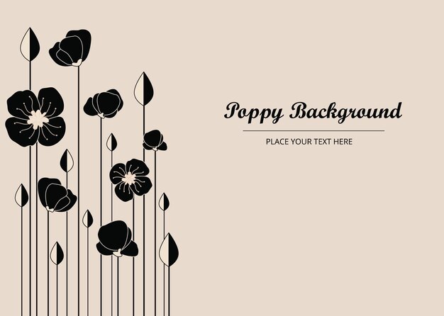 Zwarte papaver bloemen banner achtergrond met papavers vectorillustratie