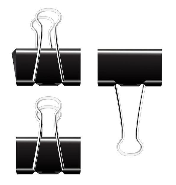 Vector zwarte paper binder clip