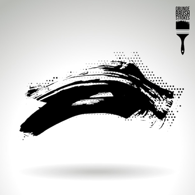 Zwarte penseelstreek en textuur Grunge vector abstract handgeschilderd element Onderstrepen en rand