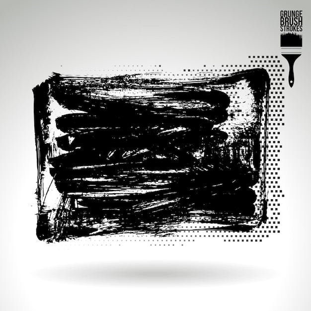 Zwarte penseelstreek en textuur grunge vector abstract handgeschilderd element