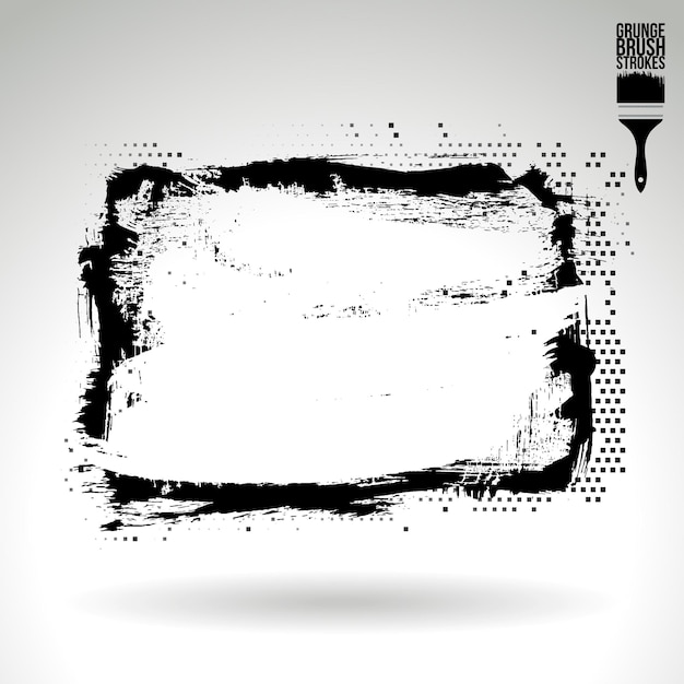 Zwarte penseelstreek en textuur grunge vector abstract handgeschilderd element