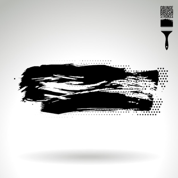 Zwarte penseelstreek en textuur Grunge vector abstracte handgeschilderde element