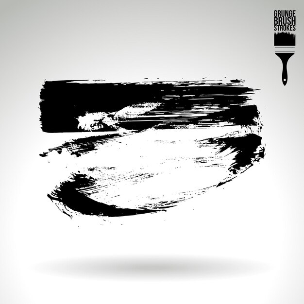 Zwarte penseelstreek en textuur Grunge vector abstracte handgeschilderde element