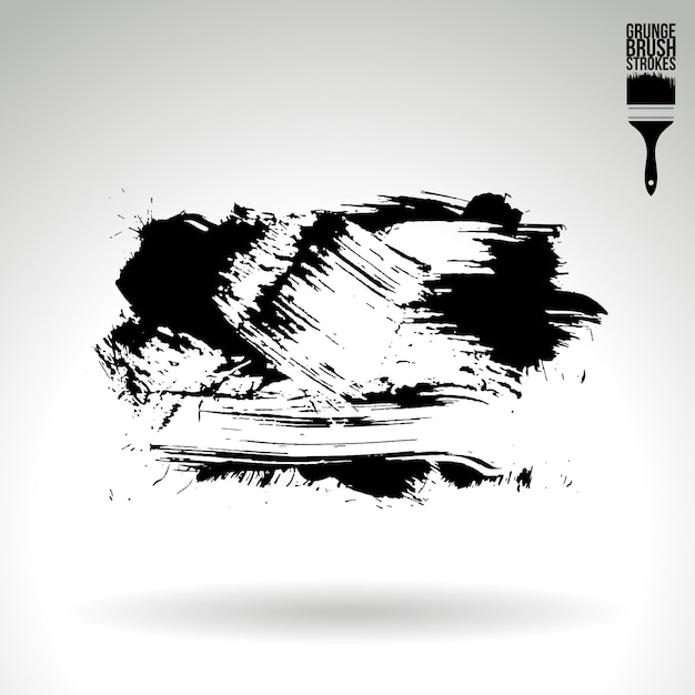 Zwarte penseelstreek en textuur Grunge vector abstracte handgeschilderde element
