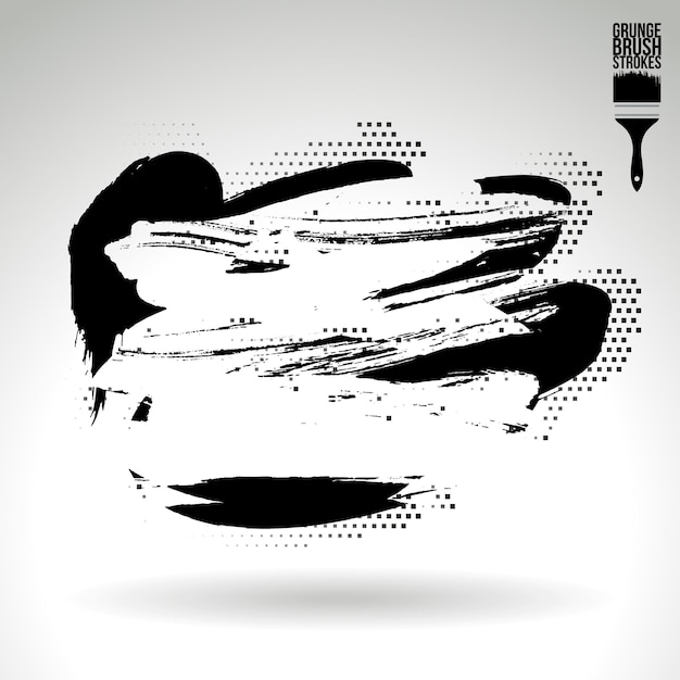 Zwarte penseelstreek en textuur Grunge vector abstracte handgeschilderde element