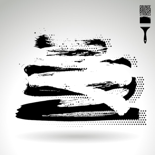 Zwarte penseelstreek en textuur Grunge vector abstracte handgeschilderde element