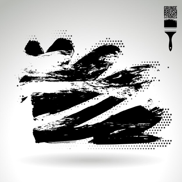 Zwarte penseelstreek en textuur Grunge vector abstracte handgeschilderde element